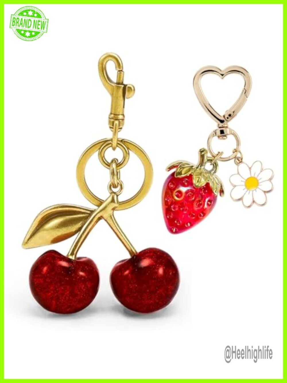Cherry Strawberry Keychain Bag Charms Resin Metal Purse Accessories